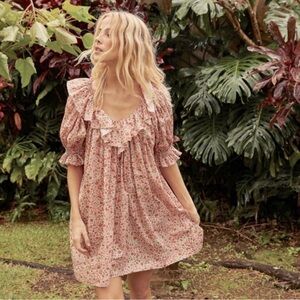 Doen | Chime Ruffled Floral Mini Dress | Sunshine Poppy Bell Floral | XS